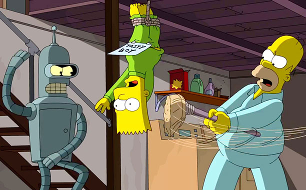 Simpsons Futurama clip -- Screengrab from exclusive EW.com clip.