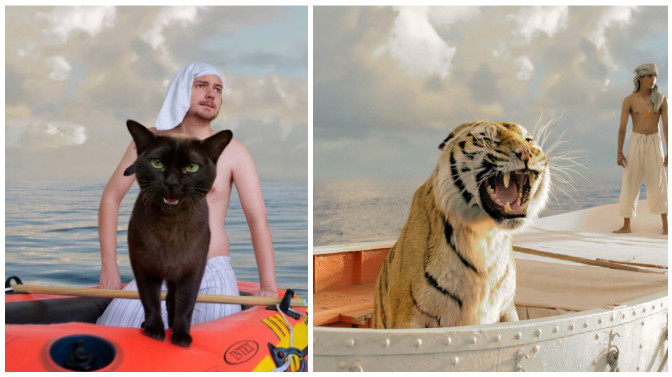 escenas de películas con su gato