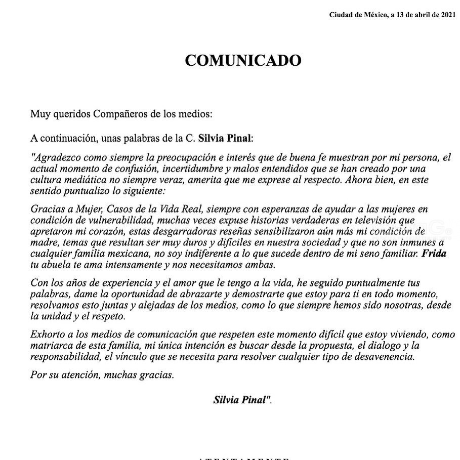 Silvia Pinal manda mensaje