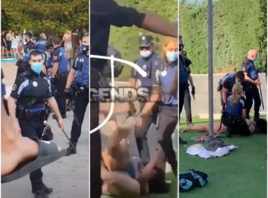 pelea entre bañistas y policías