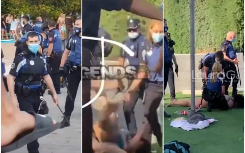 pelea entre bañistas y policías